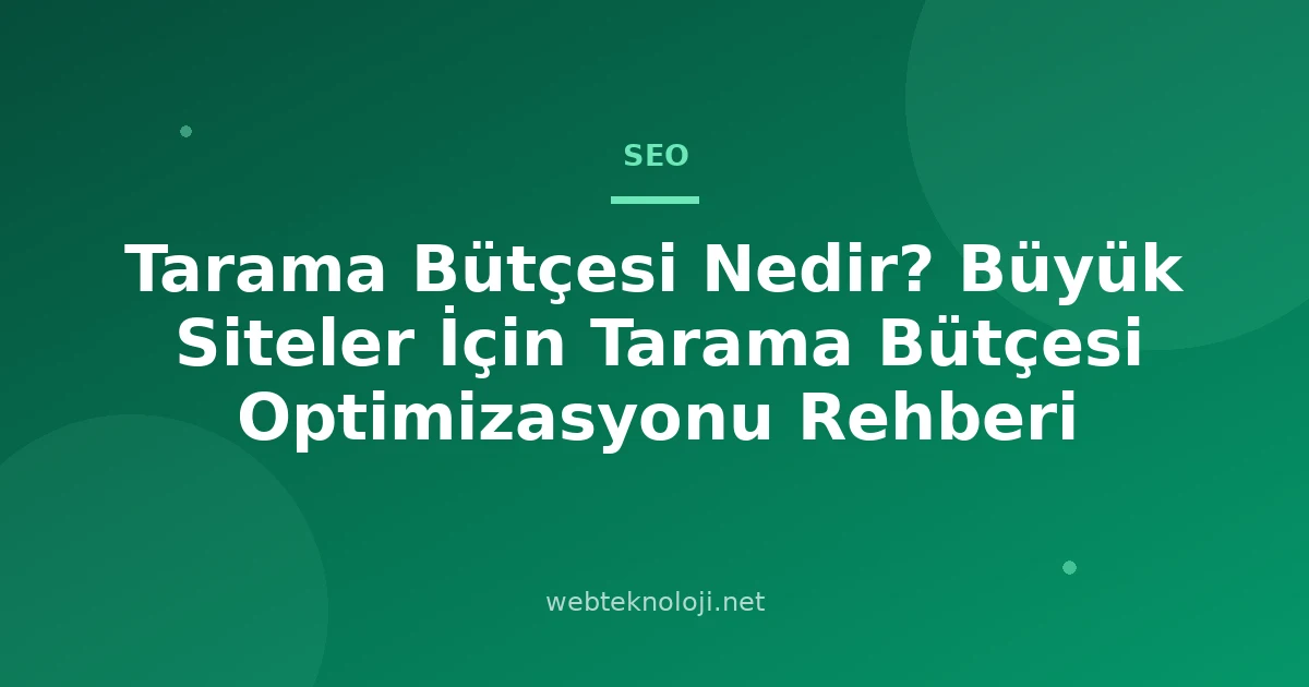 Tarama Bütçesi Nedir? Büyük Siteler İçin Tarama Bütçesi Optimizasyonu Rehberi